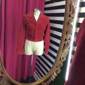 Vintage Cropped Red Newport News Leather Jacket